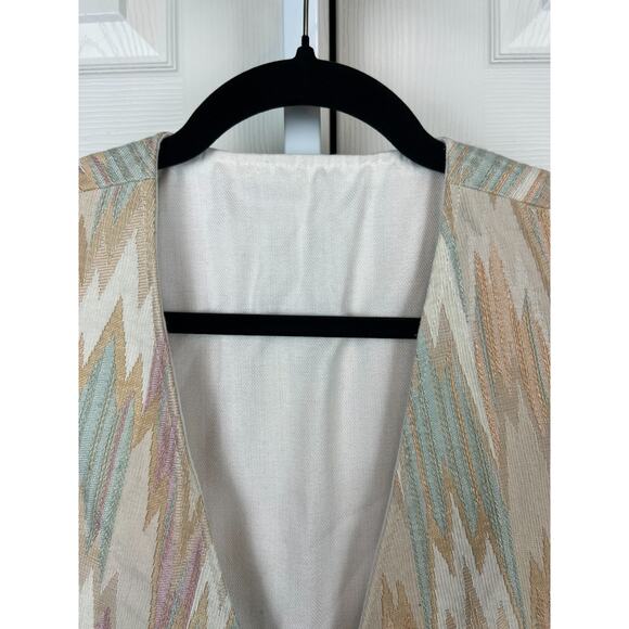 Vintage Southwestern Ikat Vest Womens Large Open Front Cotton Blend Boho - Picture 3 of 8